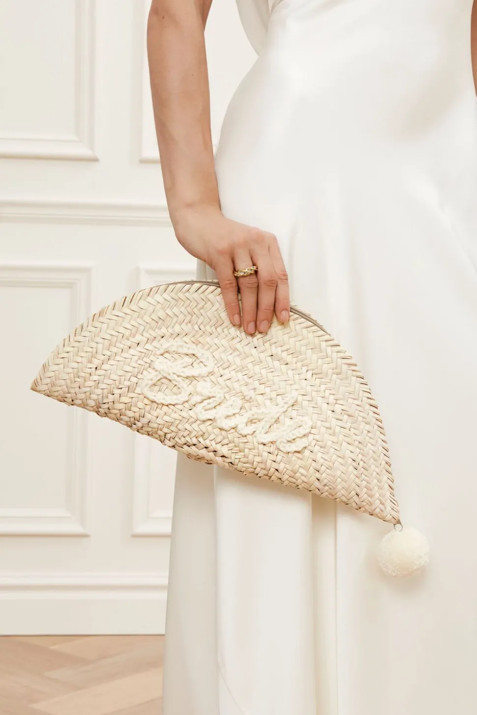 Raffia kuvertväska